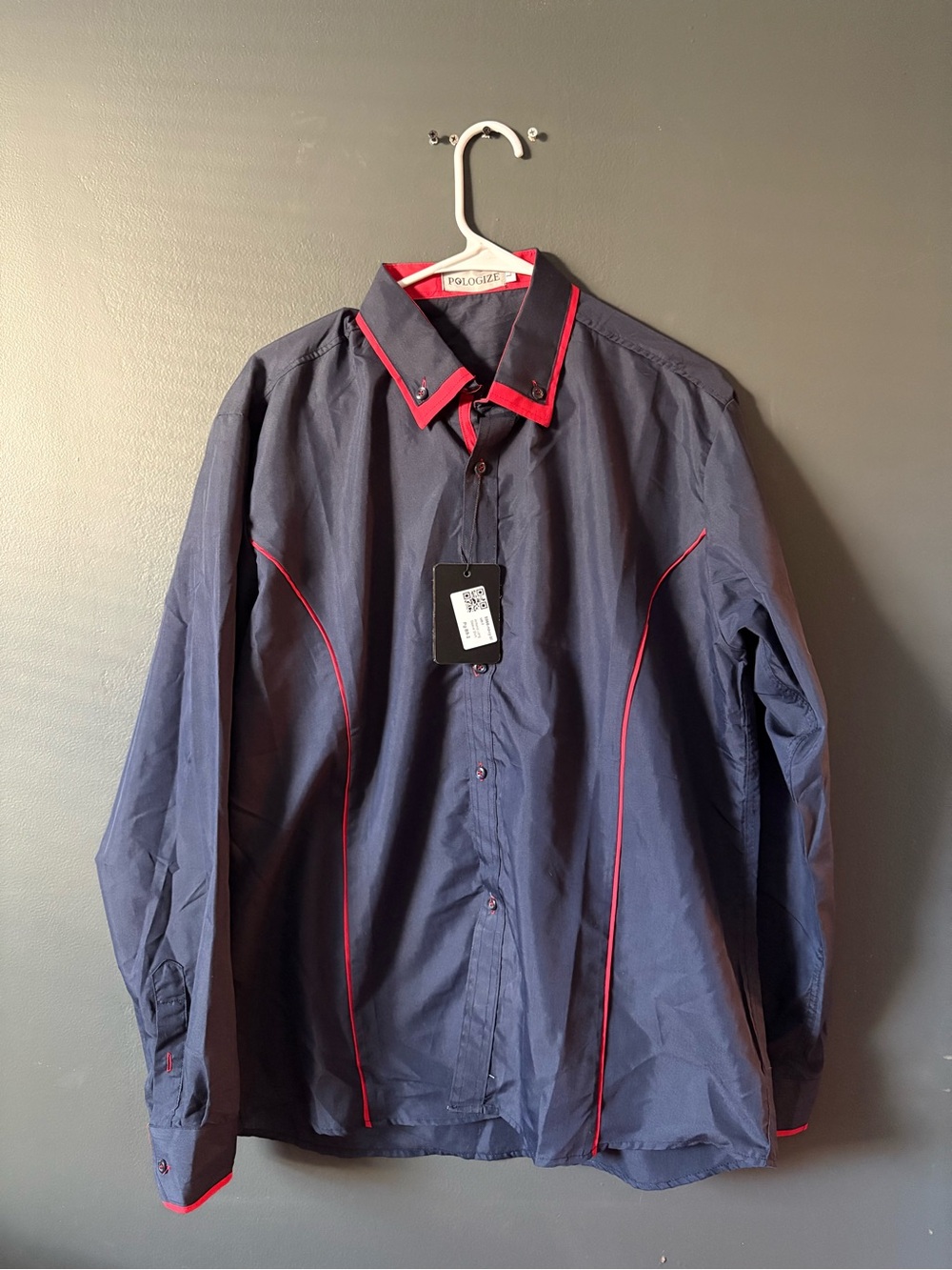 Set of two Brand new Pologize Men's Navy Dress Shirt and  Red